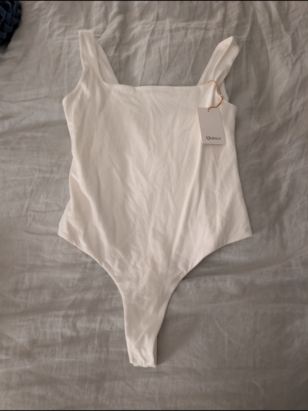Quince NWT Organic Cotton White Square-Neck Tank Bodysuit Medium